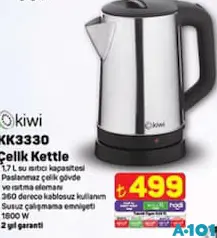 KİWİ KK3330 ÇELİK SU ISITICI KİWİ KK3330 ÇELİK SU ISITICI